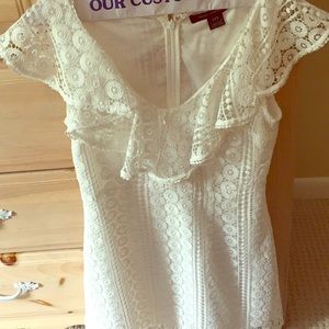 White Eyelet French Connection cocktail dress